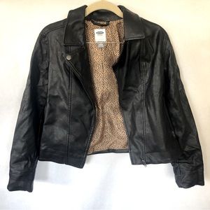 Leather Jacket with animal print interior